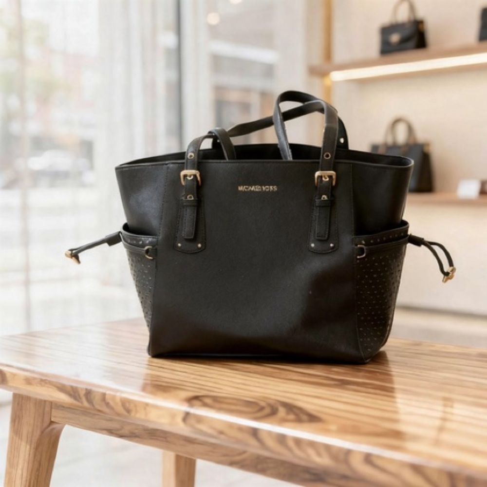 Michael Kors Elegant Black Tote with Gold Details